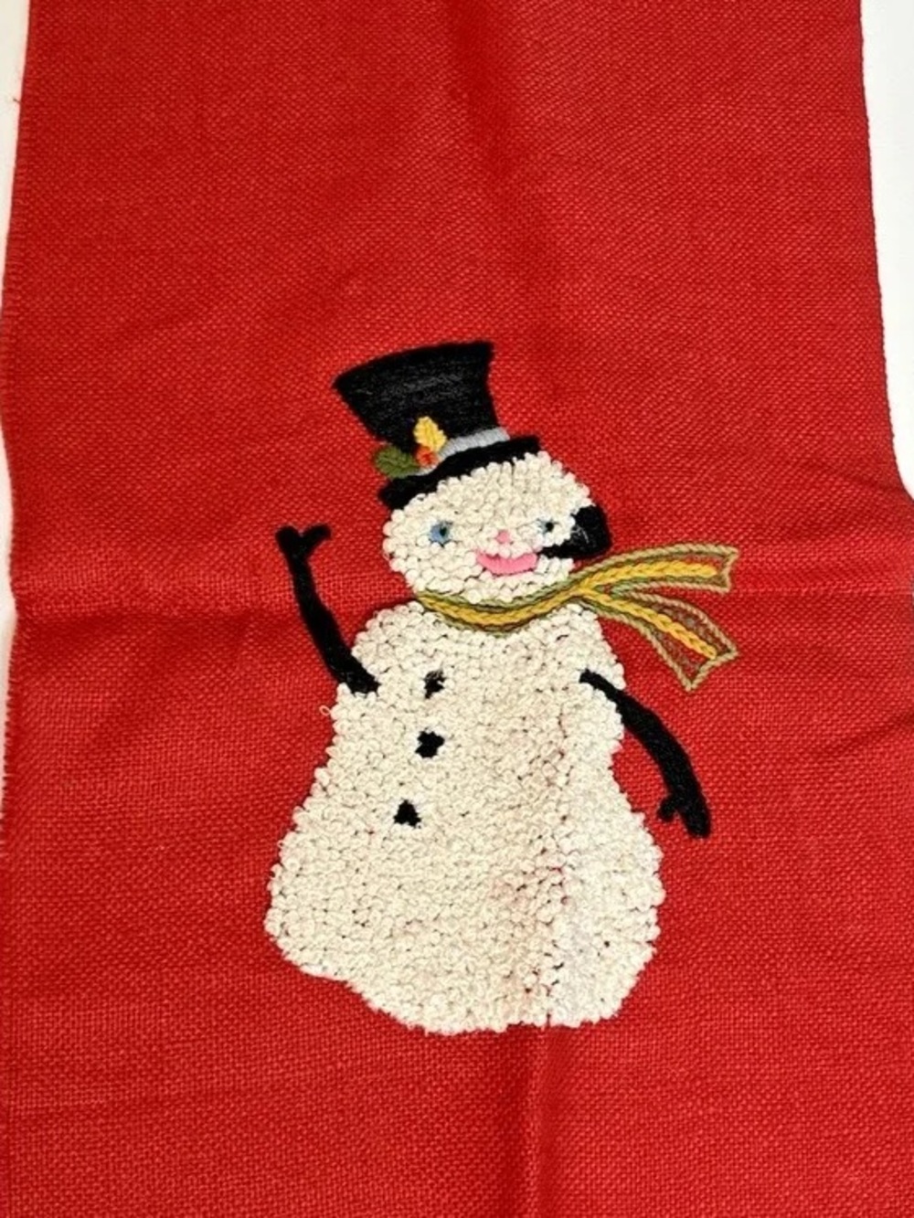 Festive Red Snowman Hooked Accent Towel